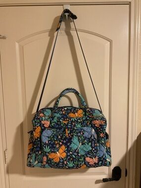 Quilted Floral Butterfly Weekend Tote Personal Item Carry-On Bag Luggage